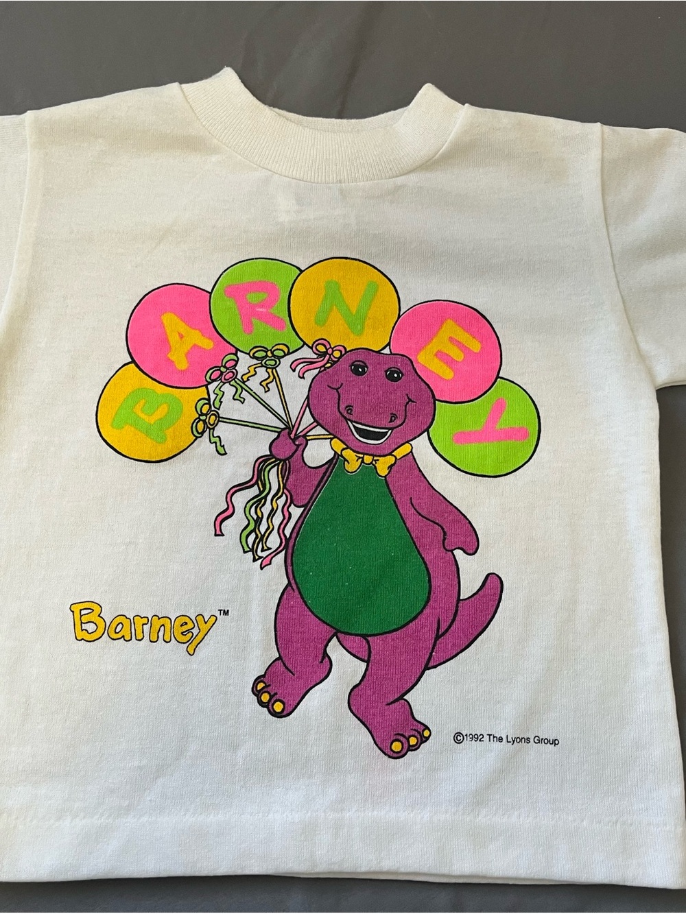 Rare Vintage 1992 The Lyons Group Barney The Dinosaur T-Shirt Size 3-t USA Made